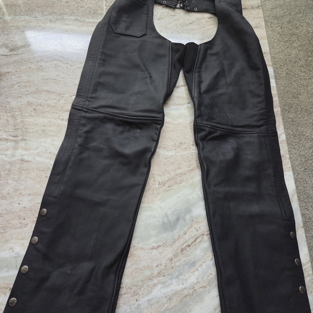 Black Leather Motorcycle Chaps